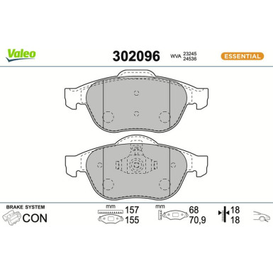 Valeo Bremsbelagsatz, Scheibenbremse ESSENTIAL 302096