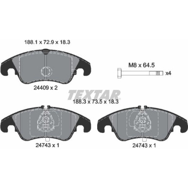 2440901 Bremsbelagsatz, Scheibenbremse