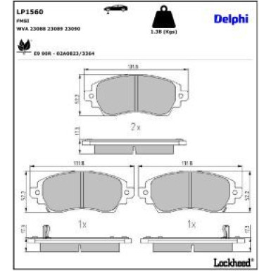 Delphi Bremsbelagsatz, Scheibenbremse LP1560