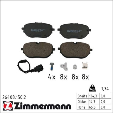 Zimmermann Bremsbelagsatz, Scheibenbremse 26408.150.2