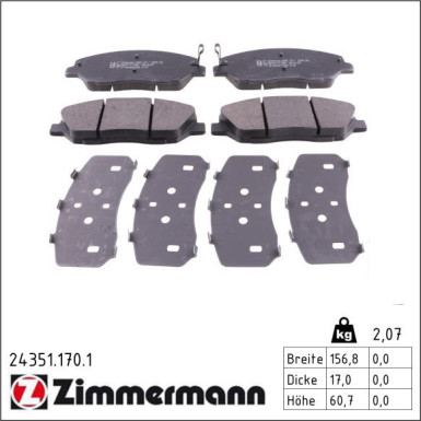 Zimmermann Bremsbelagsatz, Scheibenbremse 24351.170.1