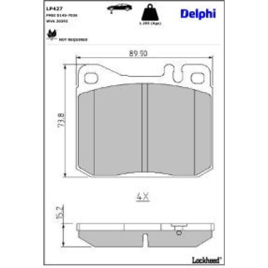 Delphi Bremsbelagsatz, Scheibenbremse LP427