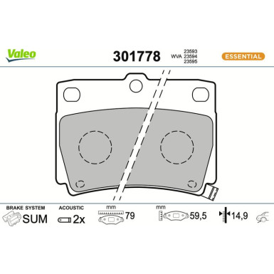 301778 Bremsbelagsatz, Scheibenbremse ESSENTIAL