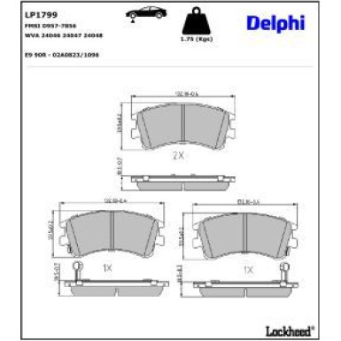 Delphi Bremsbelagsatz, Scheibenbremse LP1799