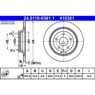 ATE | Bremsensatz, Scheibenbremse | 24.0110-0381.1 + 13.0460-5695.2