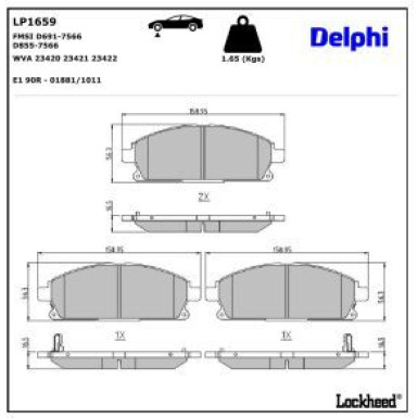 Delphi Bremsbelagsatz, Scheibenbremse LP1659