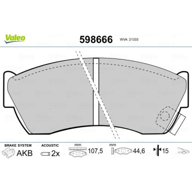 Valeo | Bremsbelagsatz, Scheibenbremse | 598666