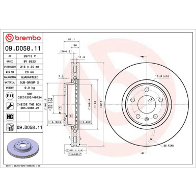 Brembo Bremsscheibe PRIME LINE - UV Coated 09.D058.11 Brembo Bremsscheibe PRIME LINE - UV Coated 09.D058.11