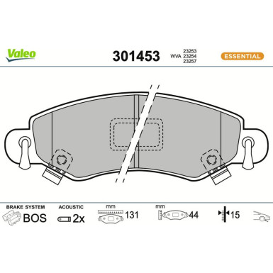 Valeo | Bremsbelagsatz, Scheibenbremse | 301453