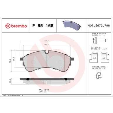 Brembo Bremsbelagsatz, Scheibenbremse PRIME LINE P 85 168