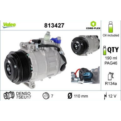 813427 Kompressor, Klimaanlage VALEO CORE-FLEX