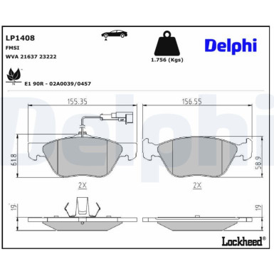 LP1408 Bremsbelagsatz, Scheibenbremse