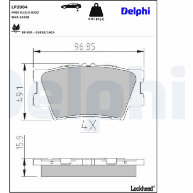Delphi | Bremsbelagsatz, Scheibenbremse | LP2004