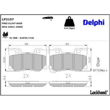 Delphi Bremsbelagsatz, Scheibenbremse LP2157