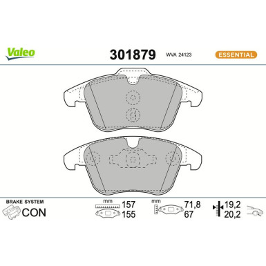 Valeo Bremsbelagsatz, Scheibenbremse ESSENTIAL 301879