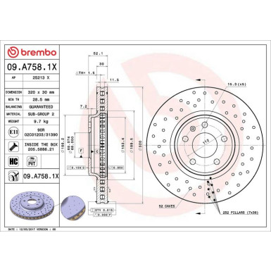 Brembo Bremsscheibe XTRA LINE - Xtra 09.A758.1X Brembo Bremsscheibe XTRA LINE - Xtra 09.A758.1X