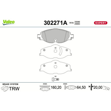 Valeo | Bremsbelagsatz, Scheibenbremse | 302271A