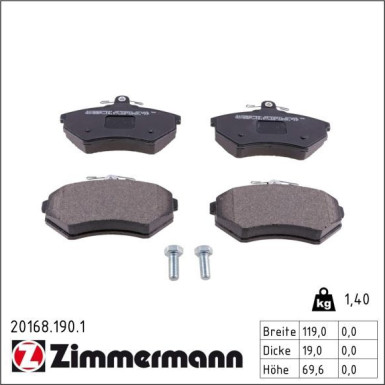 Zimmermann Bremsbelagsatz, Scheibenbremse 20168.190.1