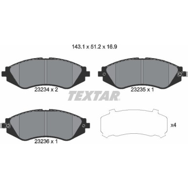 Textar | Bremsbelagsatz, Scheibenbremse | 2323401