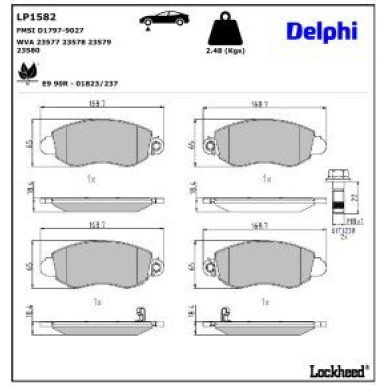 Delphi Bremsbelagsatz, Scheibenbremse LP1582