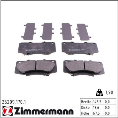 Zimmermann Bremsbelagsatz, Scheibenbremse 25209.170.1