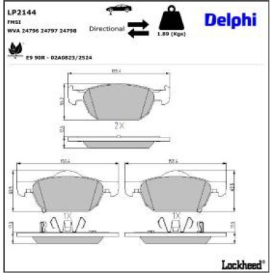 Delphi Bremsbelagsatz, Scheibenbremse LP2144