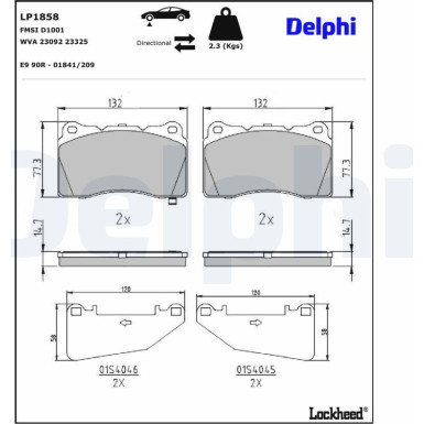 Delphi | Bremsbelagsatz, Scheibenbremse | LP1858 Delphi | Bremsbelagsatz, Scheibenbremse | LP1858