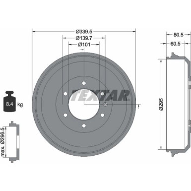 Textar | Bremstrommel | 94043300