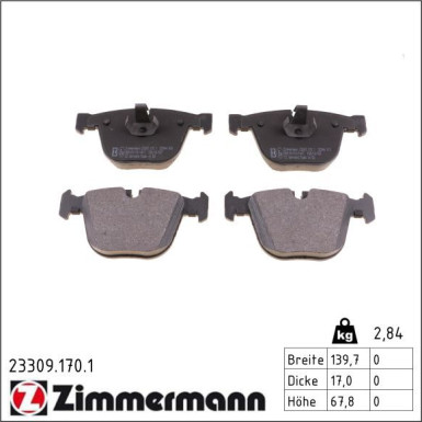 Zimmermann Bremsbelagsatz, Scheibenbremse 23309.170.1