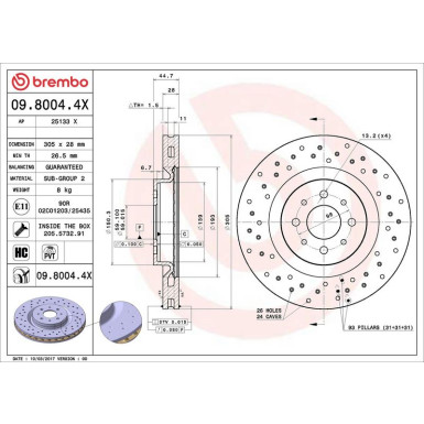 09.8004.4X Bremsscheibe XTRA LINE - Xtra
