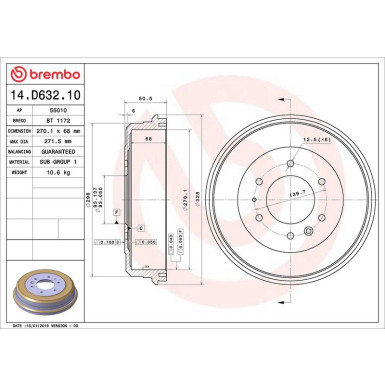 Brembo | Bremstrommel | 14.D632.10
