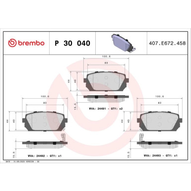 Brembo Bremsbelagsatz, Scheibenbremse PRIME LINE P 30 040