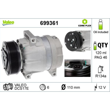 Valeo Kompressor, Klimaanlage VALEO CORE-FLEX 699361