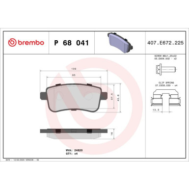Brembo Bremsbelagsatz, Scheibenbremse PRIME LINE P 68 041