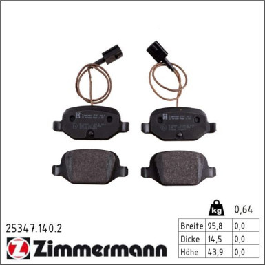 Zimmermann Bremsbelagsatz, Scheibenbremse 25347.140.2