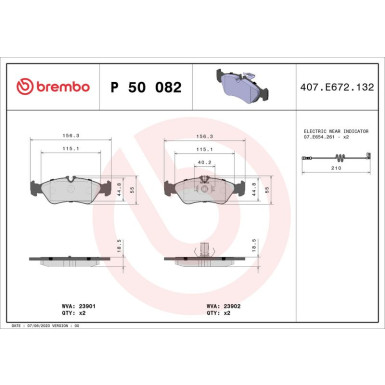 Brembo Bremsbelagsatz, Scheibenbremse PRIME LINE P 50 082