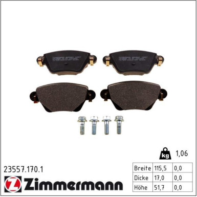Zimmermann Bremsbelagsatz, Scheibenbremse 23557.170.1