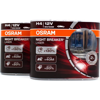 Osram Glühlampe, Scheinwerfer OSRAM Night Breaker Laser H4 (Duo Box) NIGHT BREAKER® LASER 64193NBL-HCB