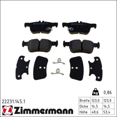 Zimmermann Bremsbelagsatz, Scheibenbremse 22231.145.1