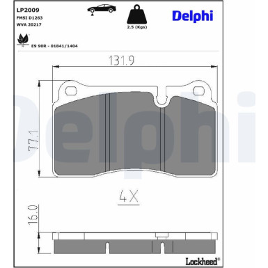 Delphi | Bremsbelagsatz, Scheibenbremse | LP2009