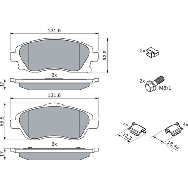 0 986 494 625 Bremsbelagsatz, Scheibenbremse