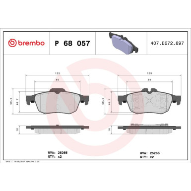 Brembo Bremsbelagsatz, Scheibenbremse PRIME LINE P 68 057