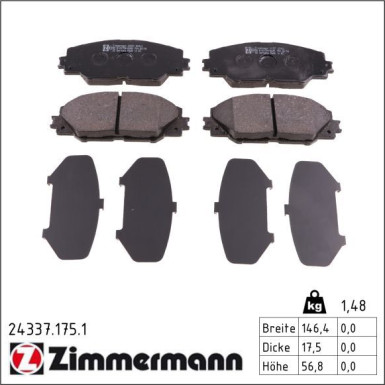 Zimmermann Bremsbelagsatz, Scheibenbremse 24337.175.1