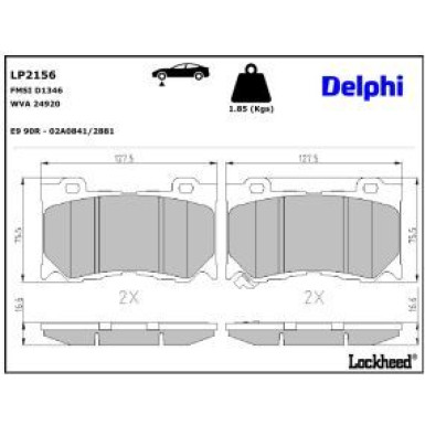 Delphi Bremsbelagsatz, Scheibenbremse LP2156