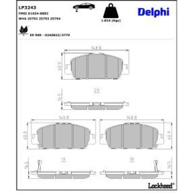 Delphi Bremsbelagsatz, Scheibenbremse LP3243