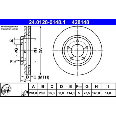 ATE | Bremsscheibe | 24.0128-0148.1
