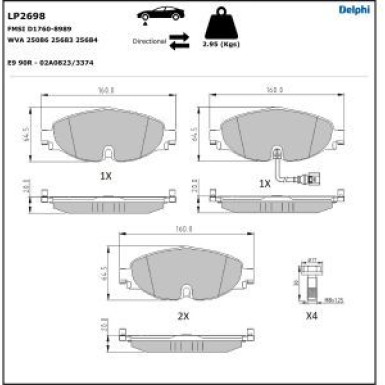 Delphi Bremsbelagsatz, Scheibenbremse LP2698
