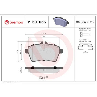 Brembo Bremsbelagsatz, Scheibenbremse PRIME LINE P 50 056 Brembo Bremsbelagsatz, Scheibenbremse PRIME LINE P 50 056