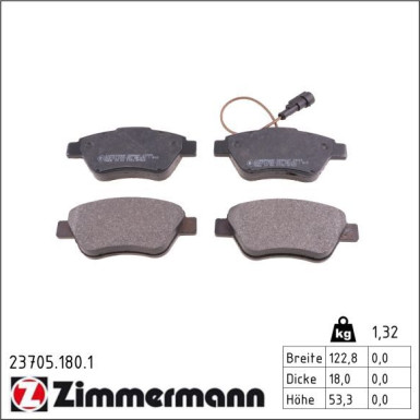Zimmermann Bremsbelagsatz, Scheibenbremse 23705.180.1