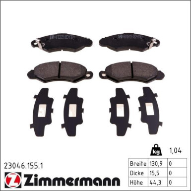 Zimmermann Bremsbelagsatz, Scheibenbremse 23046.155.1